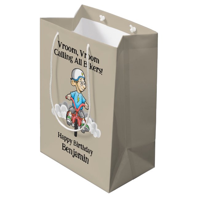 Calling All Bikers Medium Gift Bag (Back Angled)