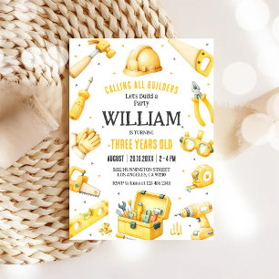 Calling All Builders Kids Boy Birthday Invitation