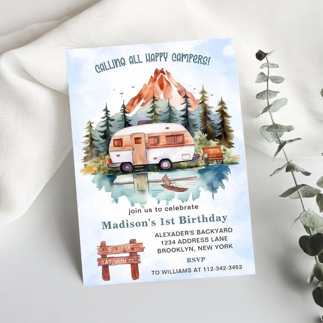 Calling All Campers 1st Birthday Camping Party  Invitation (Creator Uploaded)