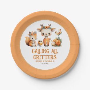 Calling All Critters Woodland Fall Kids' Birthday Paper Plate