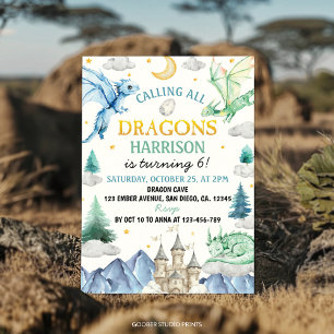 Calling All Dragon Kids Birthday Party Invitation