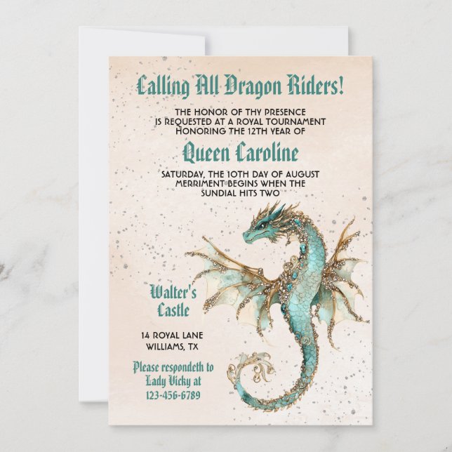 Calling All Dragon Riders Birthday Invitation (Front)
