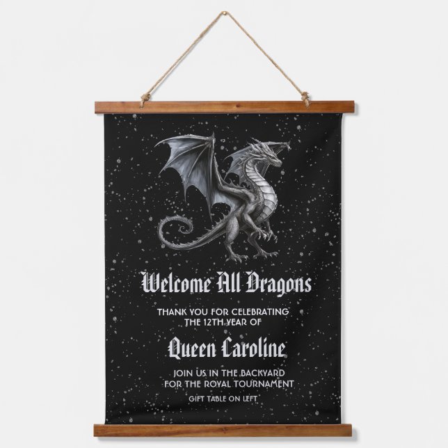 Calling All Dragons Birthday Hanging Tapestry (Front)