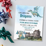 Calling all Dragons Watercolor Birthday Budget<br><div class="desc">One design per sheet. Budget invitations do not include envelopes. This design may be personalised in the area provided by changing the photo and/or text. Or it can be customised by clicking Personalise this Template and then choosing the click to customise further option and delete or change the colour of...</div>