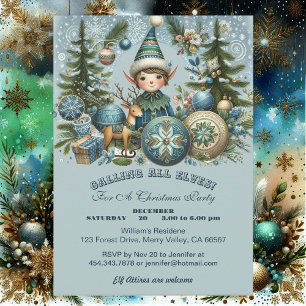 Calling All Elves Snowflakes Hail Christmas Party Invitation