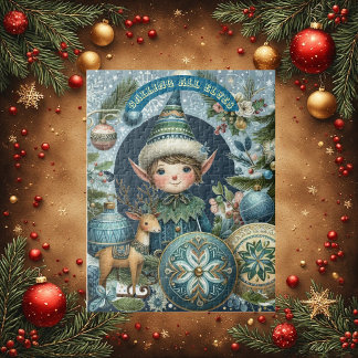 Calling All Elves Snowflakes Hail Christmas Party  Jigsaw Puzzle