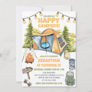 Calling All Happy Campers Birthday Invitation