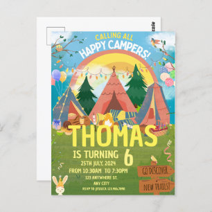 Calling All Happy Campers Camping Postcard