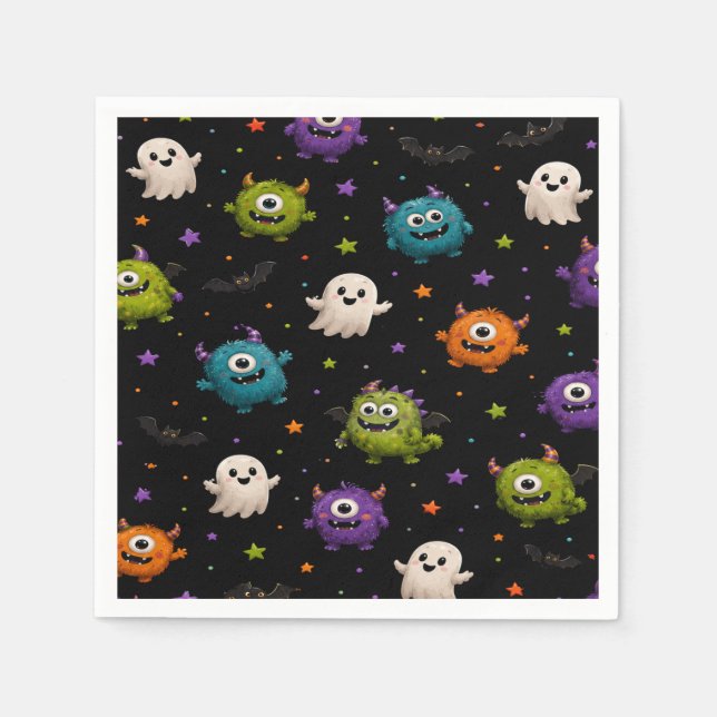 Calling All Little Monsters party cocktail napkin (Front)