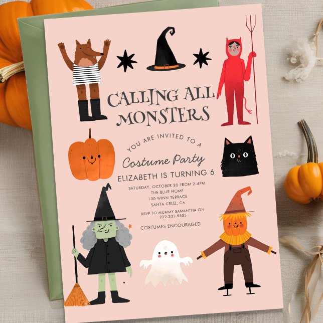 Calling All Monster Birthday Costume Party Invitation (Creator Uploaded)