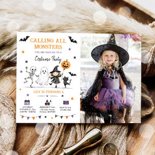Calling all monster Halloween Birthday Photo Invitation