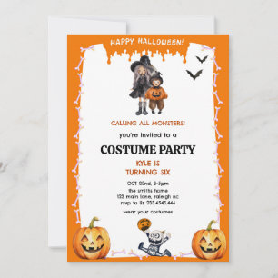 Calling All Monsters costume kids halloween party Invitation
