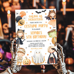 Calling All Monsters Halloween Birthday Invitation