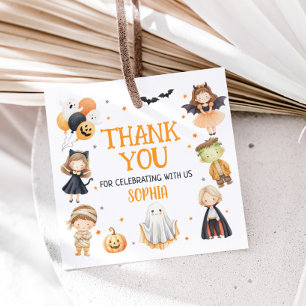 Calling All Monsters Halloween Birthday Square Favour Tags