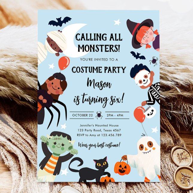 Calling All Monsters Halloween Costume Birthday Invitation (Creator Uploaded)