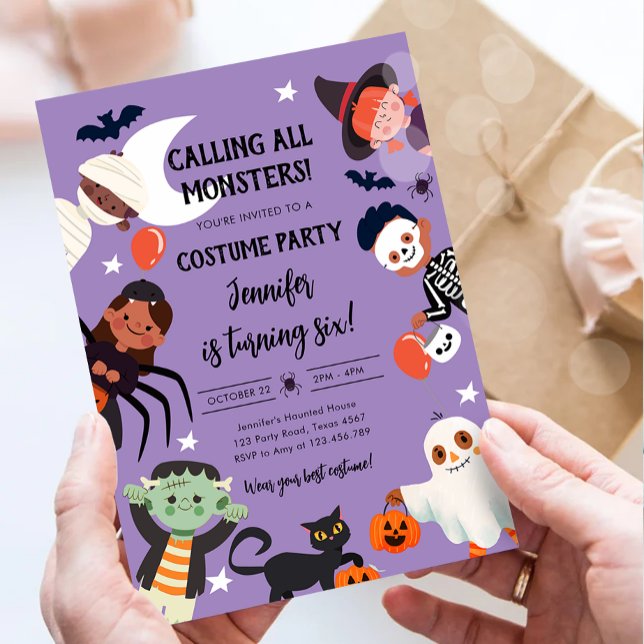Calling All Monsters Halloween Costume Birthday Invitation (Creator Uploaded)