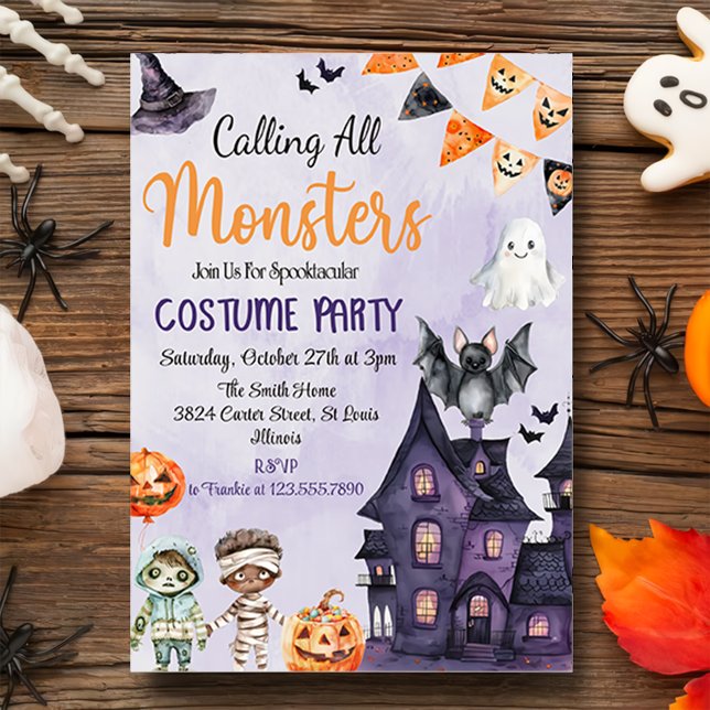 Calling All Monsters Halloween Costume Party Invitation (Creator Uploaded)