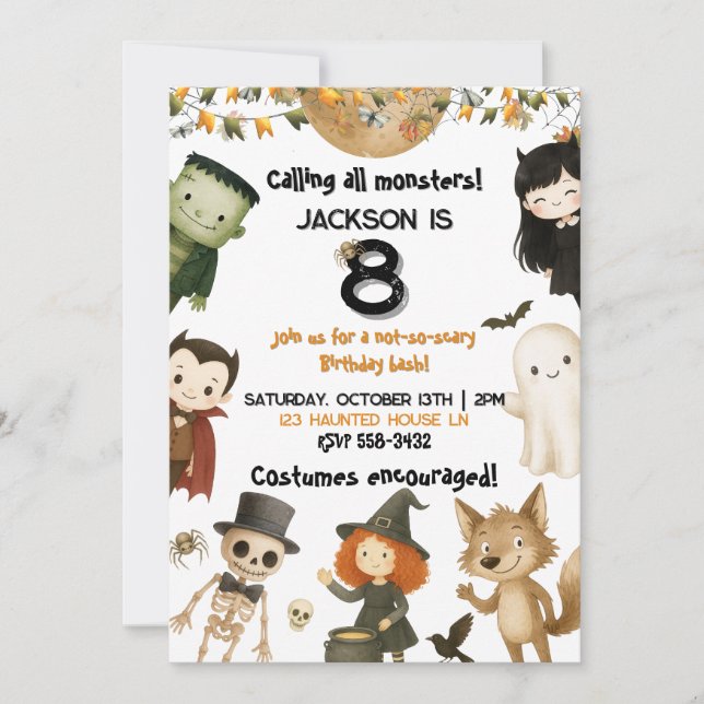 Calling all Monsters! Halloween Party Birthday Invitation (Front)