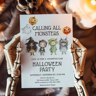 Calling All Monsters Halloween Party Invitation