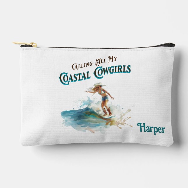 Calling All My Coastal Cowgirls Cosmetics Bag (Front)
