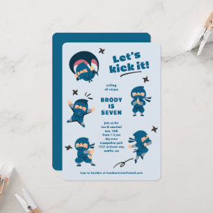 Calling All Ninjas Let's Kick It Kids Birthday Invitation