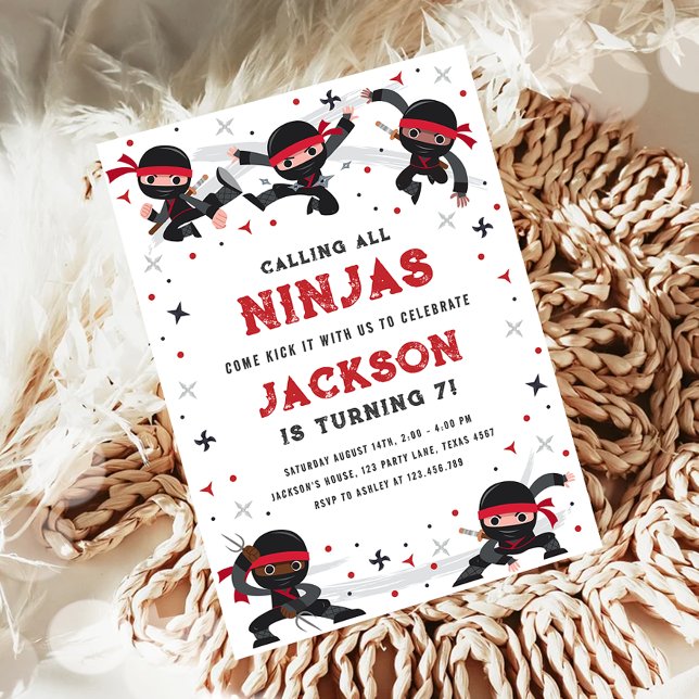 Calling All Ninjas Martial Arts Boy Birthday Invitation (Creator Uploaded)