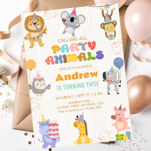 Calling All Party Animals Birthday Invitation