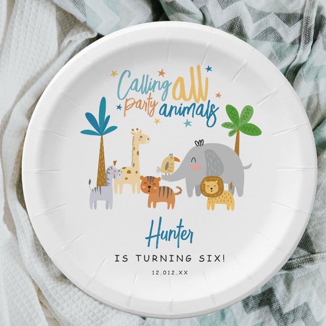 Calling All Party Animals Birthday Party Paper Plate (Creator Uploaded)
