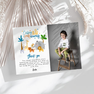 Calling All Party Animals Birthday Party Thank You Card