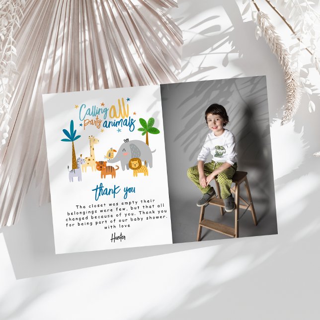 Calling All Party Animals Birthday Party Thank You Card (Creator Uploaded)