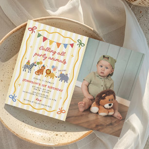 Calling All Party Animals Birthday Photo Invitation