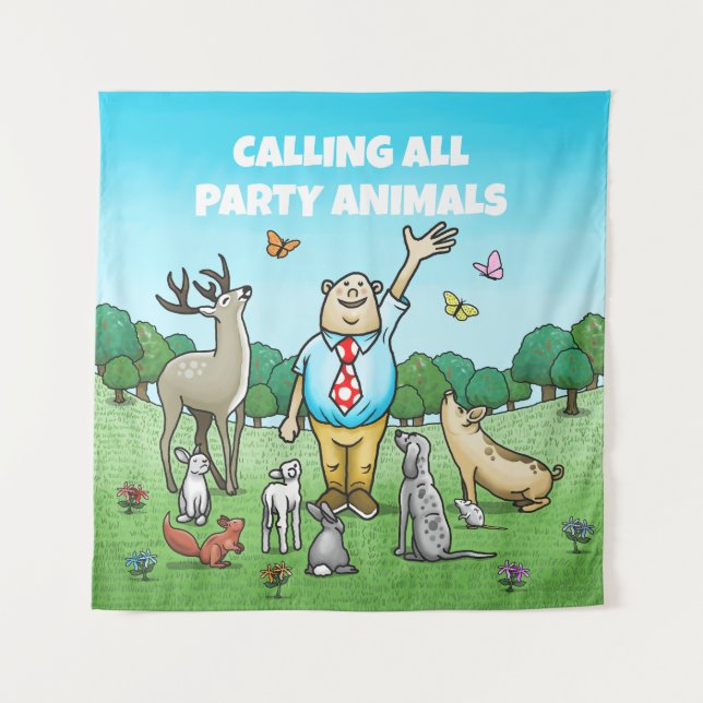 Calling All Party Animals Birthday Tapestry (Front)