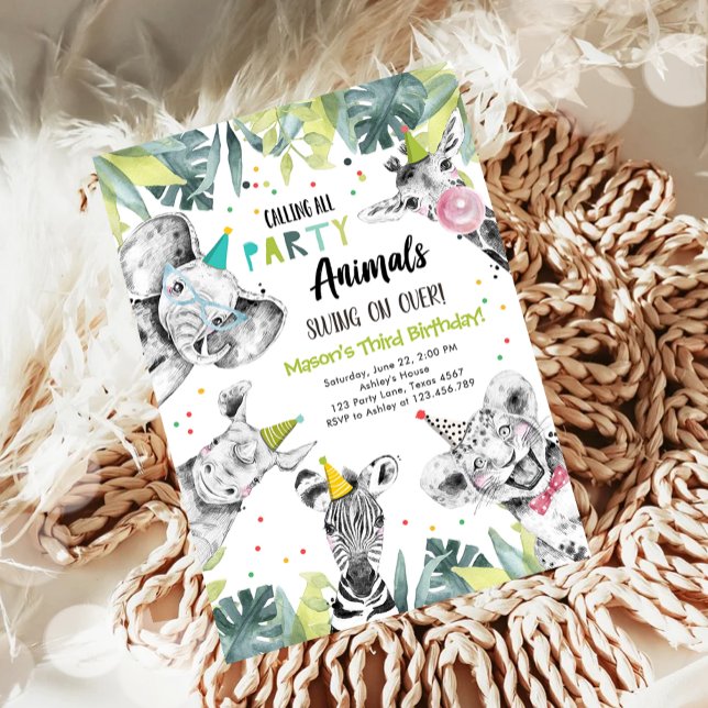 Calling All Party Animals Boy Safari Birthday  Inv Invitation (Creator Uploaded)