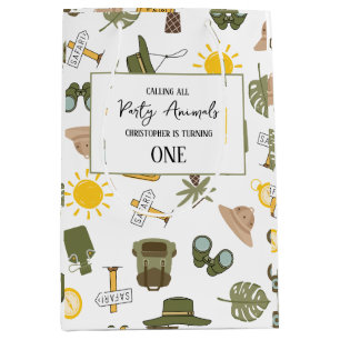 Calling All Party Animals Boy Safari Birthday Medium Gift Bag
