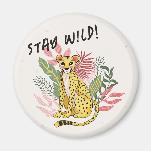 Calling All Party Animals Cheetah Birthday Favors Magnet (Front)