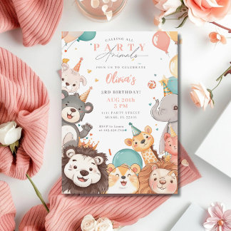 Calling All Party Animals Circus Photo Birthday Invitation