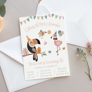 Calling all Party Animals!  Fun Birthday Party Invitation