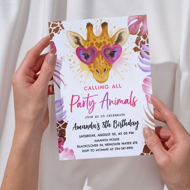Calling All Party Animals - Giraffe Birthday Invitation (Zazzle Calling All Party Animals - Giraffe Calling All  Birthday Invitation)