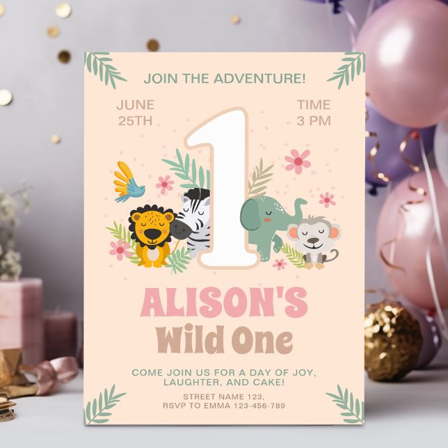 Calling all party animals, Jungle 1st Birthday Invitation (Creator Uploaded)