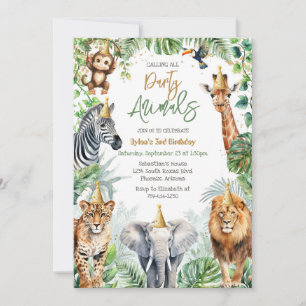 Calling All Party Animals Jungle Safari Birthday Invitation
