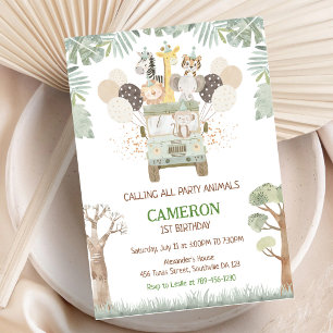 Calling All Party Animals Jungle Safari Birthday Invitation