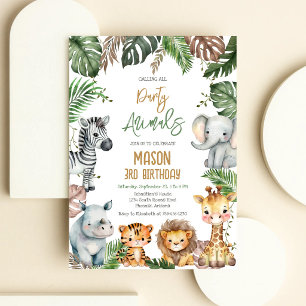 Calling All Party Animals Jungle Safari Birthday Invitation