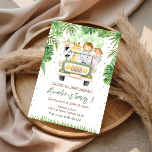 Calling All Party Animals Jungle Safari Birthday Invitation