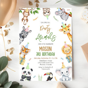 Calling All Party Animals Jungle Safari Birthday Invitation