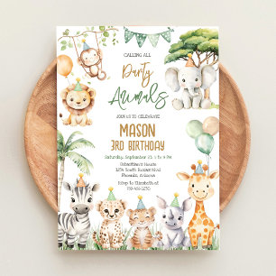 Calling All Party Animals Jungle Safari Birthday Invitation