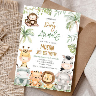 Calling All Party Animals Jungle Safari Birthday Invitation