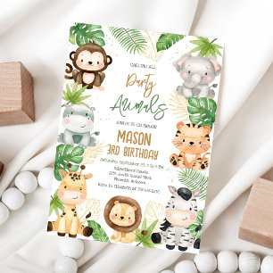 Calling All Party Animals Jungle Safari Birthday  Invitation