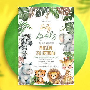 Calling All Party Animals Jungle Safari Birthday Invitation