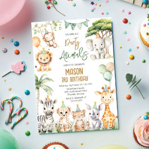 Calling All Party Animals Jungle Safari Birthday  Invitation