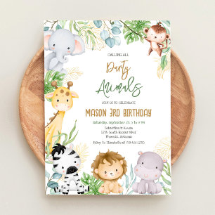 Calling All Party Animals Jungle Safari Birthday Invitation